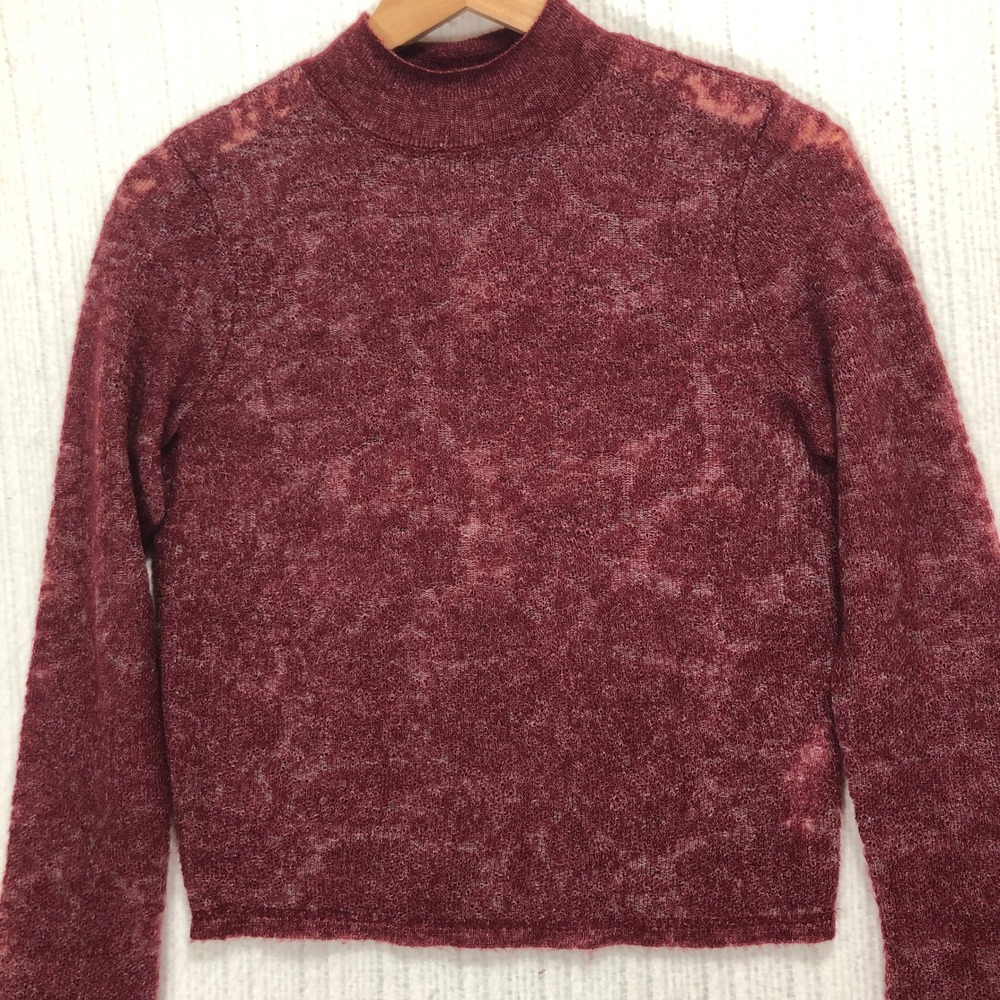 Anthropologie Marled Burgundy Mock Neck Sweater